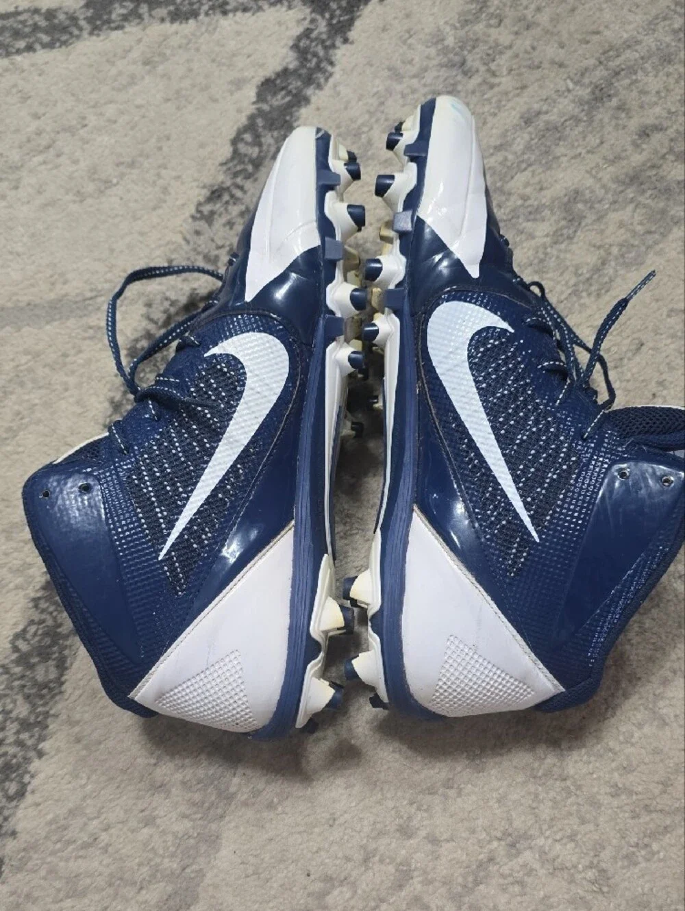 Nike Alpha Pro 3//4 TD Midtop White/Navy Football Cleats Size 12